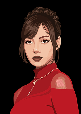 Woman in Red Dress with Necklace