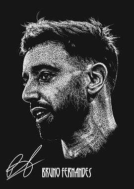Bruno Fernandes Scribble Art with Signature