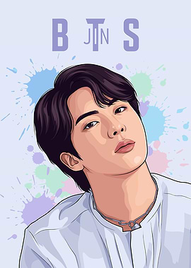 Jin BTS Portrait with Splatter Background