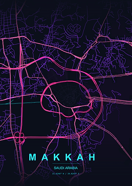 Makkah Saudi Arabia Map Art