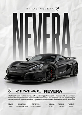black Rimac Nevera Hypercar poster
