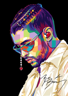 Bad Bunny Pop Art Portrait