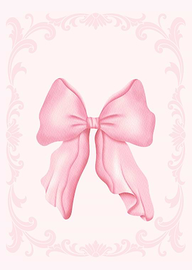 Pink Bow with Floral Border
