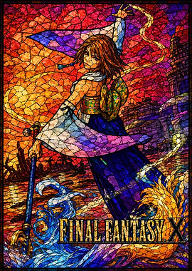 Final Fantasy X Yuna Stained Glass Art