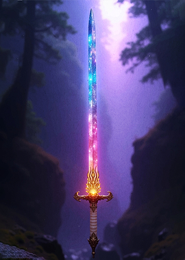 Cosmic Galaxy Sword in Forest