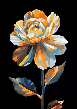 Geometric Rose on Black Background