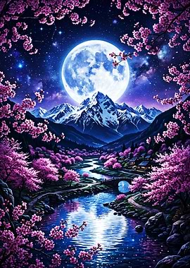 Moonlit Sakura Valley