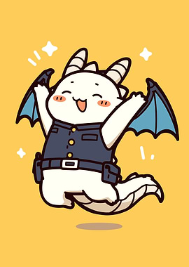 Cute Dragon in Police Uniform