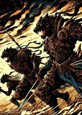 Fantasy Wolf Warriors in Armor
