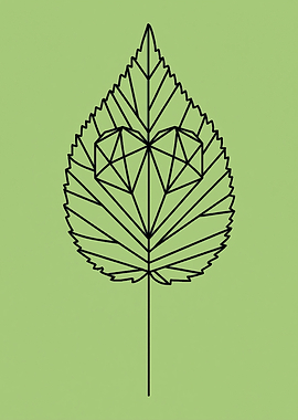 Geometric Leaf with Heart Design