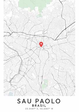 Sao Paulo Map with Pin