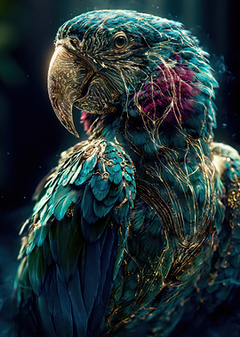 Ornate Macaw with Golden Filigree