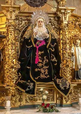 Religious Statue in Ornate Altar