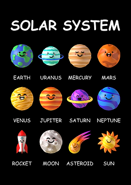 Cute Solar System For Kids Learning