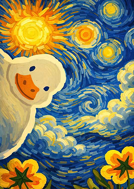 Goose in Starry Night Style