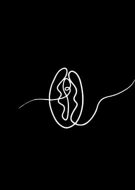 Abstract White Line Art on Black