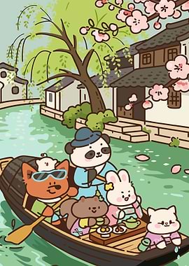 Cute Animals on a Boat Ride