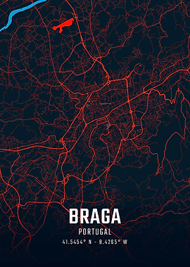 Braga Portugal City Map