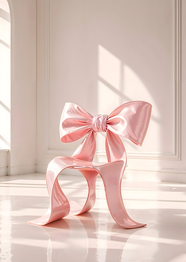 Luxury pink bow chair with glossy modern aesthetic