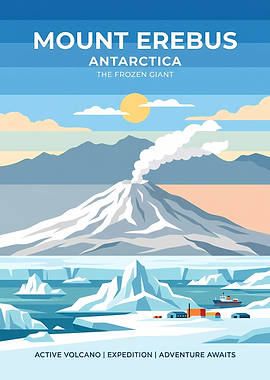 Mount Erebus Antarctica Travel Poster