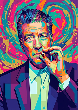 David Lynch Smoking in Pop Art Style