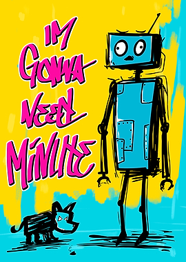 Robot and Dog with Text