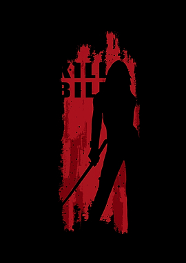 Kill Bill Silhouette with Red Splatter