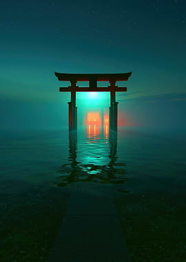 Mystical Torii Gates at Night