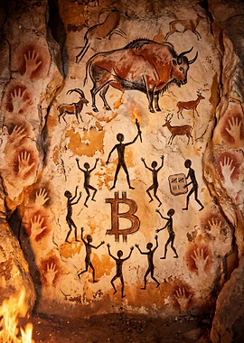 Cave Painting of Bitcoin Stone Cold 21 Million