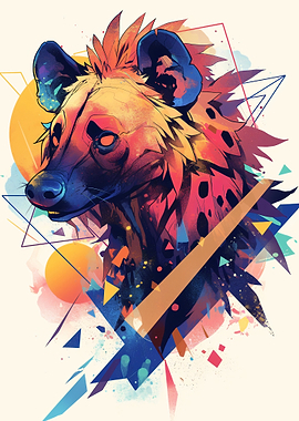 Stylized Hyena Portrait with Geometric Shapes