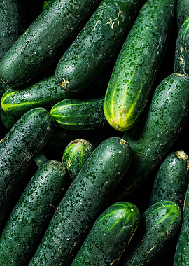 Fresh Cucumbers with Water Droplets
