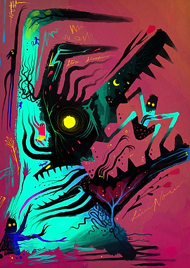Surreal Creature with Glowing Eyes