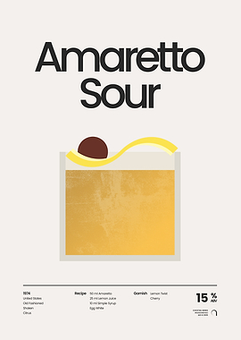 Amaretto Sour Minimalist Cocktail Poster