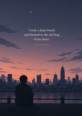 Man watching city skyline at sunset