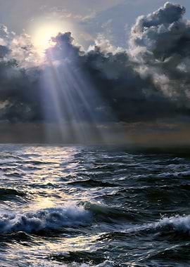 Stormy Seas with Sunbeams