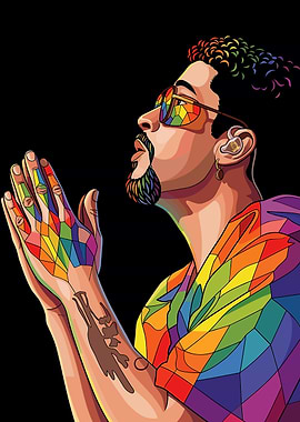 Bad Bunny Rainbow Art