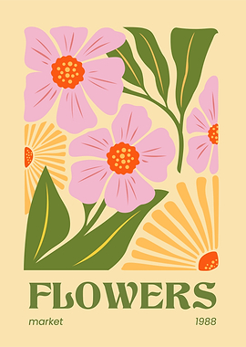 Retro Floral Market Poster