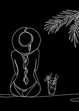 Woman in Hat with Cocktail