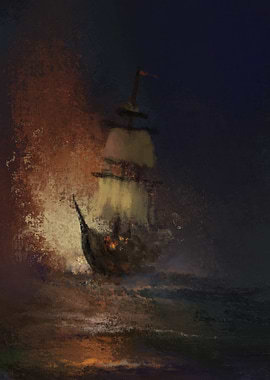Ship in a Stormy Sea
