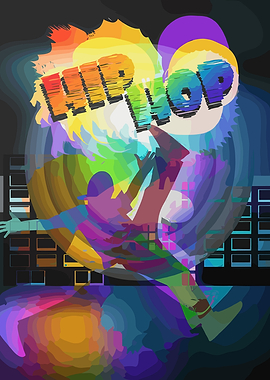 Abstract Hip Hop Dancer with Cityscape