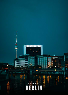 Berlin cityscape at night