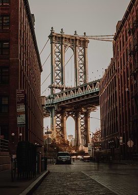 Manhattan Bridge Through City Streets