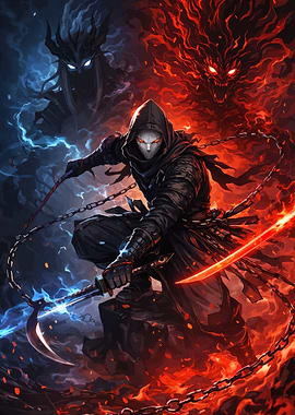 Ninja Warrior with Fiery and Icy Elements