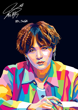 BTS Suga Pop Art Portrait