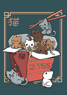 Kittens in a Noodle Box