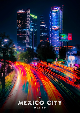 Mexico City Night Traffic