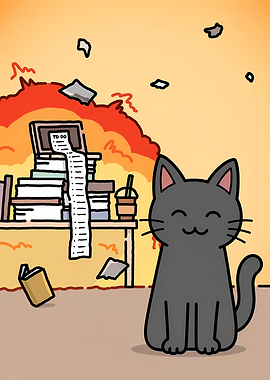 Cat in a chaotic office