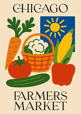 Chicago Farmers Market Vintage Poster