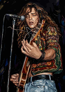 Chris cornell Musician Playing Guitar