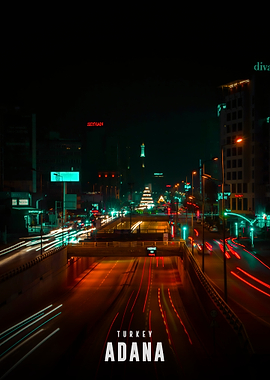 Adana Turkey Night Cityscape Light Trails